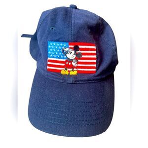 VTG Mickey Mouse Disney Store Baseball Cap Hat USA‎ Flag